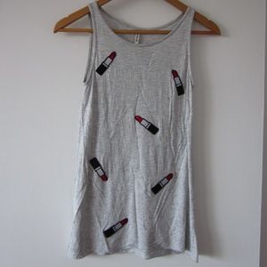 Stradivarius - Grey Tank Top with Lipsticks
